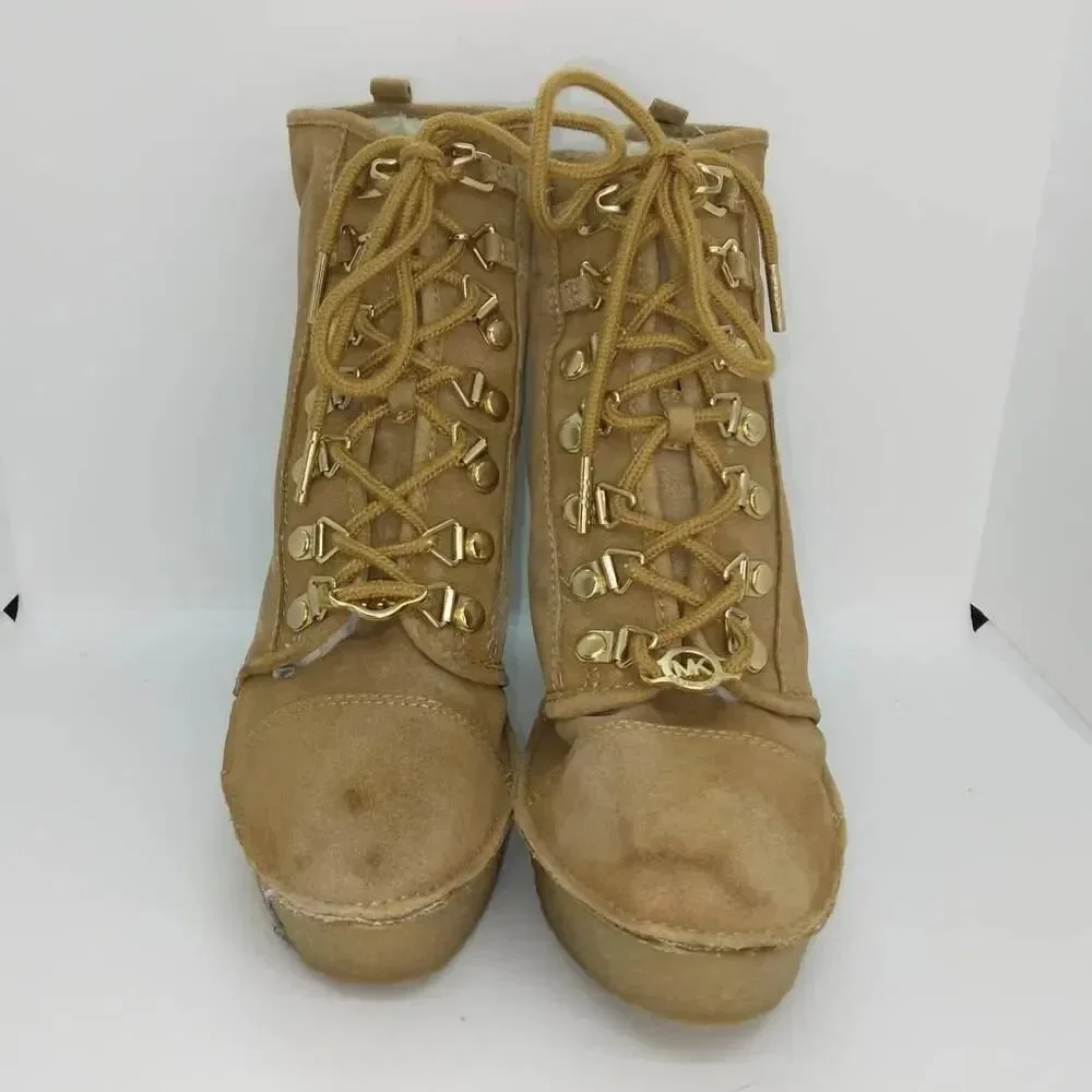 Michael Kors Designer Women's Pre-owned Leather Sherpa Lined Boots - sz. 10